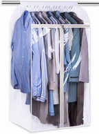 KEETDY 43" Hanging Garment Bags for Closet Storage Large Clear Window Hanging Clothes Storage Garment Rack Cover Coat Protect