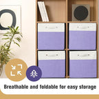 FinishingBo 13 x 13 Inch Fine Linen Storage Bins with Handles，Fabric Cube Boxs，Basket Organizers for Shelves for Home, Closet