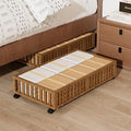 Bamboo Under Bed Storage with Wheels,Rolling Underbed Shoe Organizer Box for Shoes,Blankets,Toys,Clothes Container Space-Savi