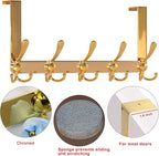 Dseap Over The Door Hook Hanger - Fits 1 3/8" to 1 3/4" Standard Doors | 5 Tri Hooks Heavy Duty Towel/Coat Rack | Door Organi