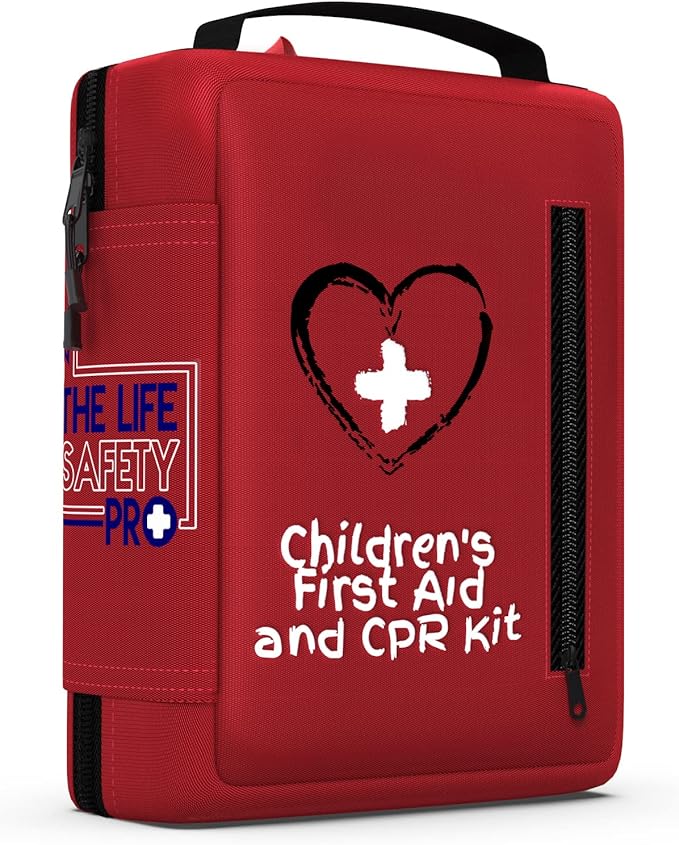 Portable First Aid Kit for Kids with CPR Shield - Ideal for Home, Car, School, Camping, and as a Travel First aid kit. Latex-