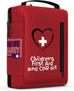 Portable First Aid Kit for Kids with CPR Shield - Ideal for Home, Car, School, Camping, and as a Travel First aid kit. Latex-