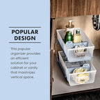madesmart Two-Tier Bathroom Cabinet Organizer, Sliding Drawer Storage for Bottles, Sponges & Cleaning Supplies, Blue