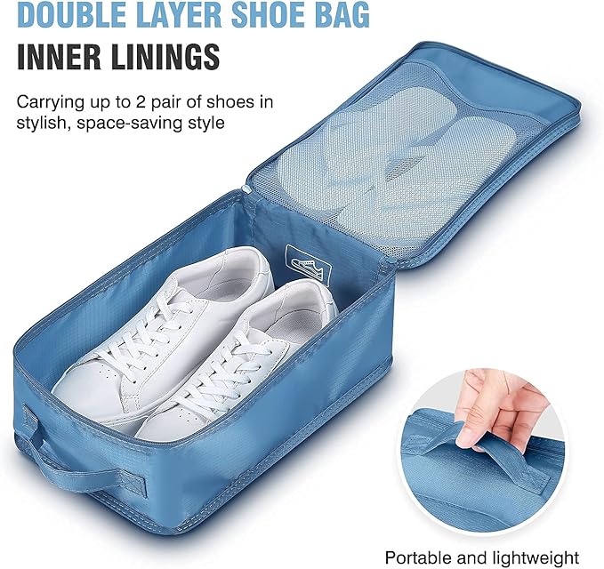 Mossio 6 Set Packing Cubes with Shoe Bag - Lightweight Travel Luggage Suitcase Organizers