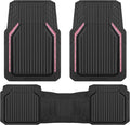 CAR PASS Pink Heavy Duty Rubber Floor Mats for Car, Waterproof Liner Deep Dish Bling Car Mats Full Sets, Universal Trim to Fit for SUV Truck Sedans Vans, All Weather Floor Mats, Pink Sparkly