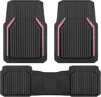 CAR PASS Pink Heavy Duty Rubber Floor Mats for Car, Waterproof Liner Deep Dish Bling Car Mats Full Sets, Universal Trim to Fit for SUV Truck Sedans Vans, All Weather Floor Mats, Pink Sparkly