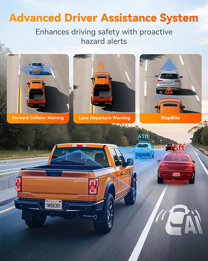 WOLFBOX X3 PRO Dash Cam Front and Rear, Dual STARVIS 2 IMX675, 1440P 60FPS+1440P ADAS Car Camera, EIS Image Stabilization wit