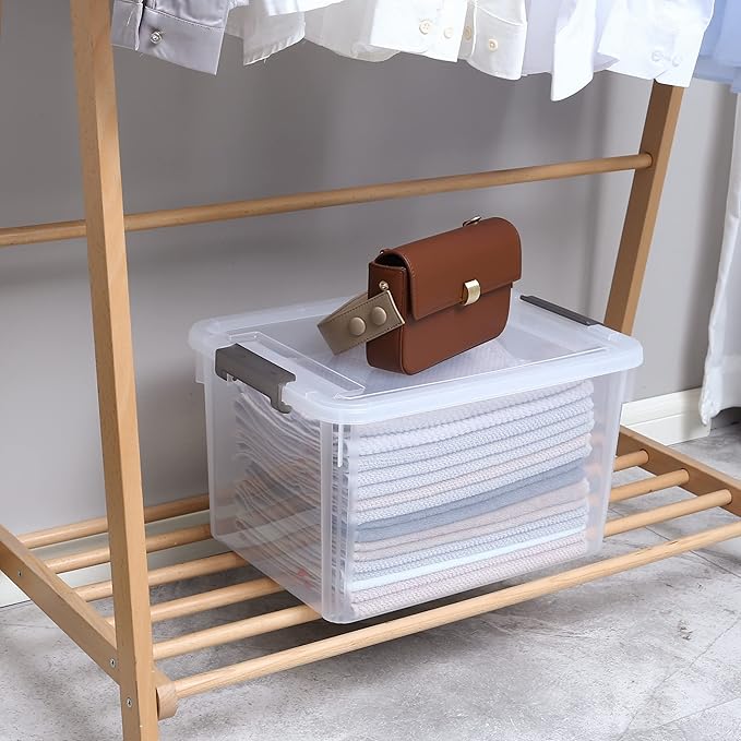 Citylife 6 Packs 32 QT Plastic Storage Bins with Lids Large Stackable Storage Containers for Organizing Clear Storage Box for