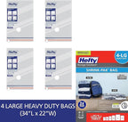 Hefty Vacuum Bags for Clothes 4 Pack, Space Saving Large Vacuum Storage Bags (34 X 22 Inches) Compression Seal for Bedding, T