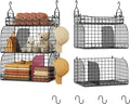 SWTYMIKI Hanging Closet Organizer Storage - 3 Tier Metal Stackable Hanging Closet Shelves with Dividers and S Hooks, Foldable