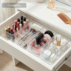 Qilinba 8 PACK Drawer Organizer Bins Bathroom Deep Drawer Organizer Tray for Cutlery Vanity Make-up, Clear Stackable Storage 