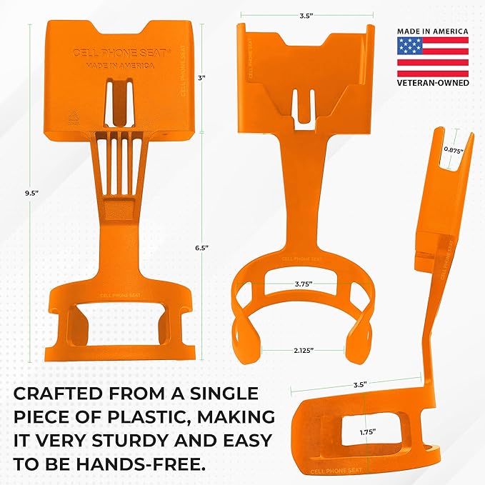 CELL PHONE SEAT - Cup Holder Phone Holder Mount for Car - Universal Adjustable Expander Cradle Hands-Free Driving - Compatible with All Smartphones iPhone Samsung Google Android Orange
