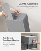 SONGMICS Set of 4 Large Size Wardrobe Clothes Organizers, 6-Compartment Foldable Drawer Organizers with Handles, 16.5 x 11.8 