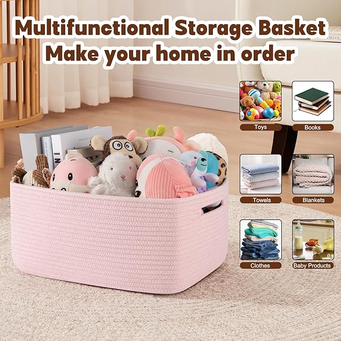 OIAHOMY Storage Basket for Shelves, Closet Cube Storage Bins Baskets for Clothes Blanket Towels, Baby Nursery, Toy Baskets Bo
