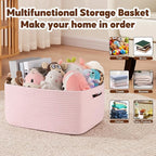 OIAHOMY Storage Basket for Shelves, Closet Cube Storage Bins Baskets for Clothes Blanket Towels, Baby Nursery, Toy Baskets Bo