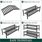 Smiry Bamboo Shoe Rack for Closet, 4 Tier Wooden Stackable Shoe Organizer, Free Standing Shoes Storage Shelf for Entryway, Fr