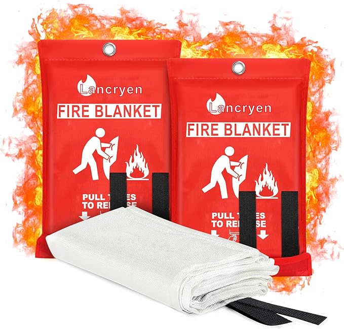 Lancryen Emergency Fire Blanket, Fire Extinguisher Blanket, Fire Suppression Fabric, Flame Retardant Towel Fire Safety Cloth 