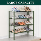 Smiry Bamboo Shoe Rack for Closet, 4 Tier Wooden Stackable Shoe Organizer, Free Standing Shoes Storage Shelf for Entryway, Fr