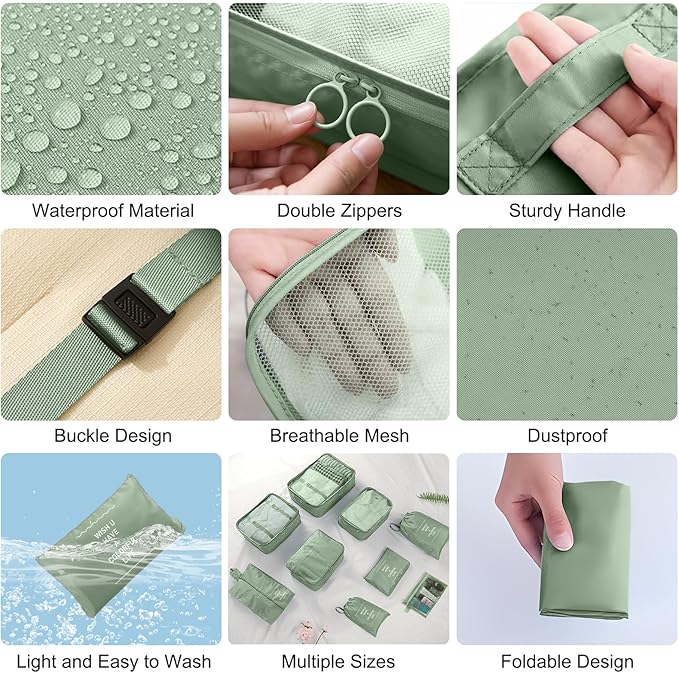 Packing Cubes for Travel-10 Set Luggage Organizer Bags for Family, Mesh Breathable Packing Cubes for Suitcases Durable Travel