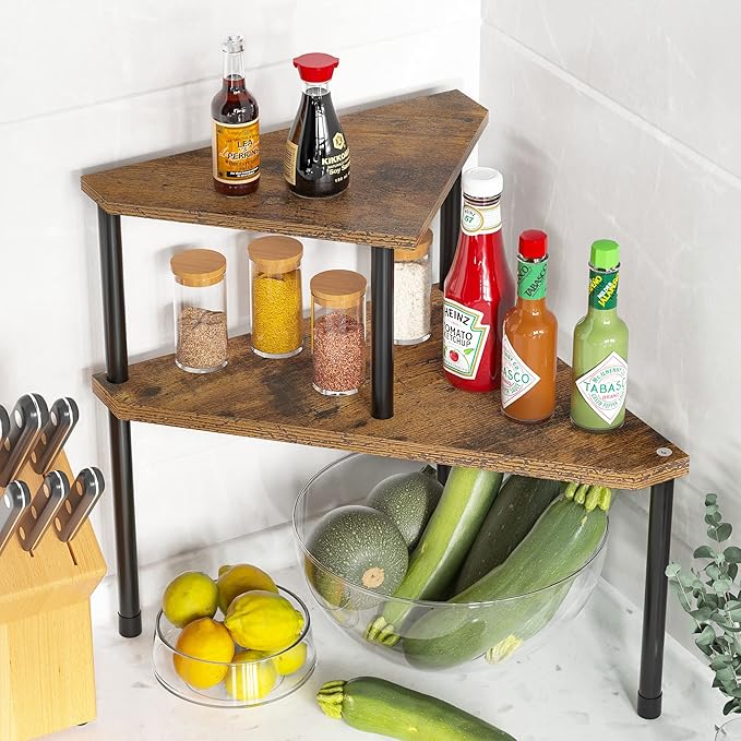 Weenson Kitchen Countertop Organizer Spice Rack for Salt, Bathroom Counter Organizer Over Sink for Toiletries, Makeup, 2-Tier