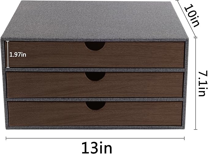 Cloth-effect Faux Leather Desk Organizer File Cabinet Executive Office Supplies Desktop Filing A4 Contract Document Stackable