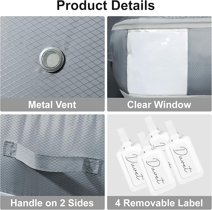 Comforter Storage Bag - Large Capacity Blanket Storage Bags 3-Layer Ultra Space Saving Self Compression Organizer, Washable C