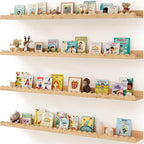 Shario Nursery Book Shelves, 4-Pack White Floating Shelves for Wall Kids, Scalloped Shelves, Wall Book Shelves for Bedroom Ki