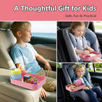 Car Seat Snack Tray for Kids Toddler Travel,Cup Holder Expander for Car,Toddler Travel & Road Trip Accessory for Mess-Free Snacking in The Car (Pink)