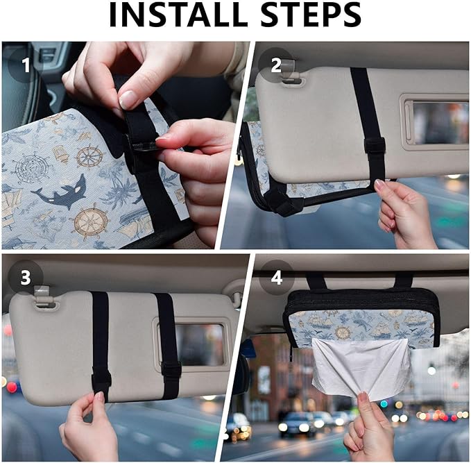 Car Tissue Holder Car Visor Organizer Tissue Box Holder for Car Sun Visor Organizer with Car Vehicle Accessories Essentials Interior for Women Men Aiguy000_seamless_pattern_a_whimsical_wallpaper_desig
