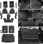 Floor Mats Cargo Mat for 2021-2025 2026 Jeep Grand Cherokee L w/Captain Chair (Only for 6-Seater w/o 2nd Row Armrest), All Weather TPE Trunk Cargo Liner Car Accessories (L | Floor Mats Set)