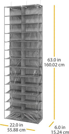 Whitmor Over The Door Shoe Shelves - 26 Sections - Crosshatch Gray