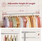 Tajsoon Heavy Duty Clothes Rack Foldable Garment Rack with Wheels and Extendable Rod, Freestanding Clothing Rack for Hanging 