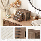 HOOBRO Jewelry Box for Women, Wooden Jewelry Organizer with Transparent Window, 4-Layer Jewelry Organizer Box, Jewelry Holder