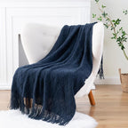 BATTILO HOME Navy Throw Blanket for Couch, Decorative Navy Blue Throw Blanket for Sofa Bed Room Decor, 50"x60"