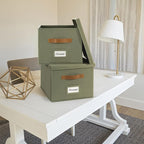 ZICOTO Decorative File Organizer Box Set of 2 - Collapsible Linen Filing Cabinets w/Handles Are Perfect to Store all Your Doc