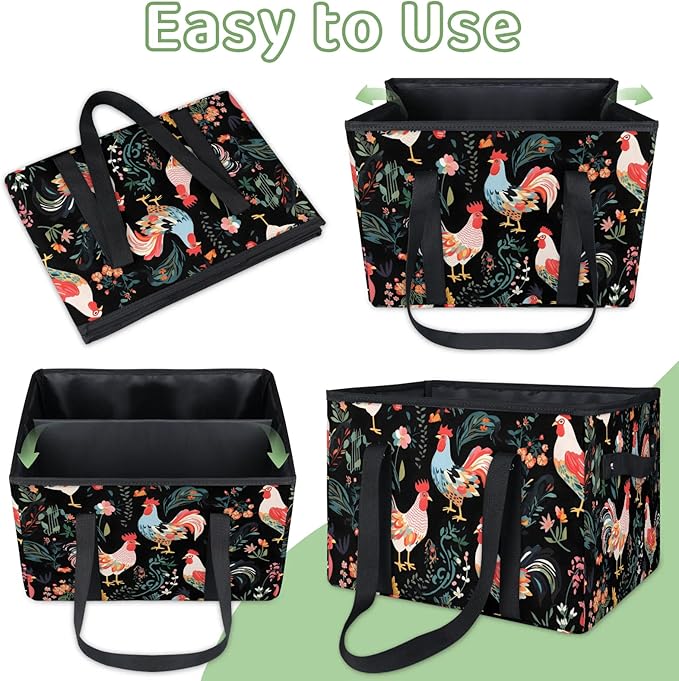 Reusable Grocery Bags Heavy Duty Shopping Bags Foldable Large Tote Bags with Long Handles & Hard Bottom