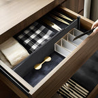 Utoplike Bamboo Drawer Dividers Large, 4'' High Adjustable Kitchen Drawers Organizers for Clothing, Spring Loaded, Works in B