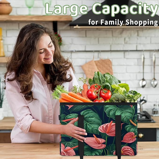 Reusable Grocery Bag, Foldable Large Shopping Tote Bag for Groceries Kitchen Picnic Car Trunk