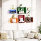 Acrylic Floating Shelves for Wall, Wall Mounted Square Cube Shelf for Bedroom Living Room Bathroom Kitchen, Storage Shelf Dis