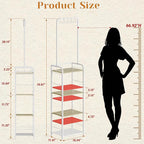 Tall Purse Organizer Stand with 3-Tier Thick Wood + 1-Tier High-Density Mesh, Adjustable Interchangeable, Slim Narrow Freesta