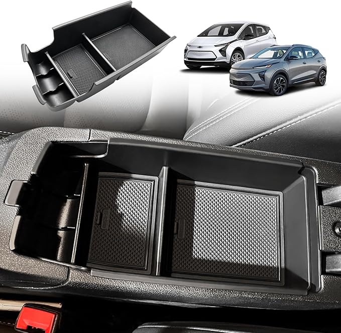 BestEvMod Center Console Organizer Tray Armrest Storage Box Accessories ABS Material Compatible with Chevy Bolt EV Bolt EUV 2022-2025 Accessories
