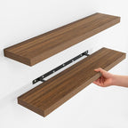 Fun Memories Rustic Wood Floating Shelves for Wall, Space-Saving Wall Mounted Shelves for Bathroom, Bedroom, Living Room and 