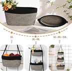 Hanging Storage Baskets, Over the Door Basket, Cotton Wall Baskets Storage, Hanging Door Basket with 4 Hooks