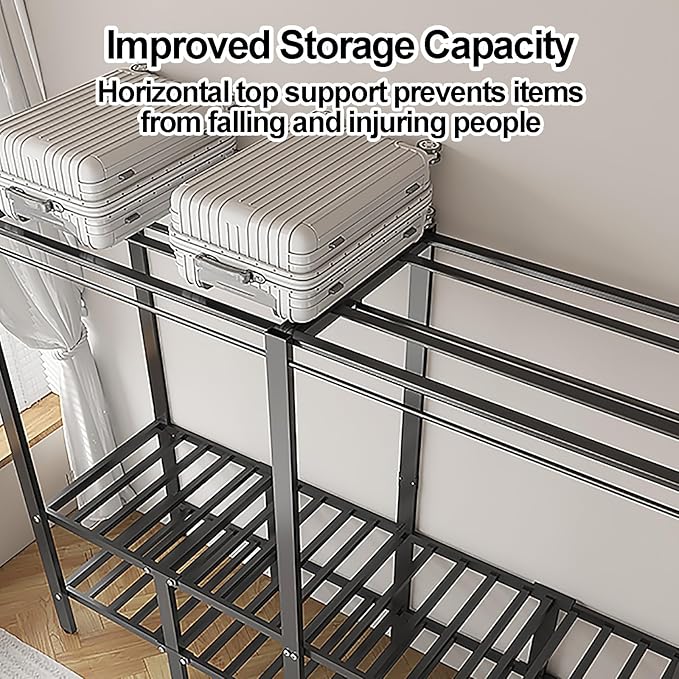 Portable Foldable Wardrobe Closet with Cover – Freestanding Clothes Rack for Bedroom, Metal Garment Organizer with Hanging Ro