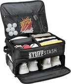 STUFFSTASH Golf Trunk Organizer for Car - Rigid, Won't Collapse | Ventilated Shoe Compartment, Adjustable Dividers & Mesh Pocket