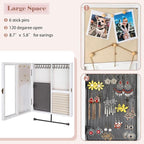 Keebofly Wall Mounted Jewelry Organizer With Rustic Wood Large Space Jewelry Cabinet, Holder, Storage Box for Necklaces, Earr
