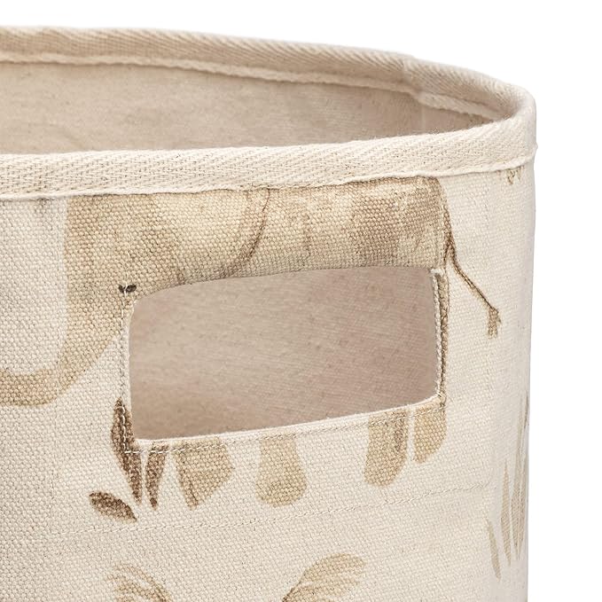 Crane Baby Fabric Round Nursery Storage Basket, Toy Storage, Safari Animal, 13"x12", Toy Basket, Baby Storage Organizer, Toy 