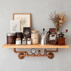 31.5 Inches Wide Carbonized Pine Wood Wall Shelf - Premium Nordic Pine & Cast Iron Wall-Mounted Rack Rutic Storage Shelf for 