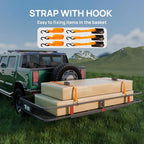 TUFFIOM 70"x30"x6" Folding Hitch Mount Cargo Carrier Basket, 500lbs Steel Car Cargo Trailer Hitch Luggage Rack, w/Straps+Stabilizer for SUV Truck Van