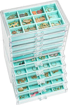 ProCase Earring Holder Organizer Jewelry Box with 10 Drawers, Acrylic Clear Earring Case with Adjustable Velvet Trays for Wom